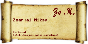 Zsarnai Miksa névjegykártya